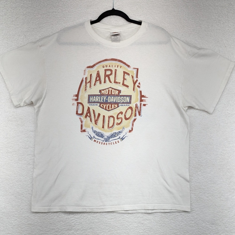 Harley Davidson Pig Trail White Graphic T Shirt Motorcycle Biker Tee 2XL‎